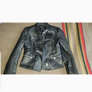 Zara leather ribbed jacket